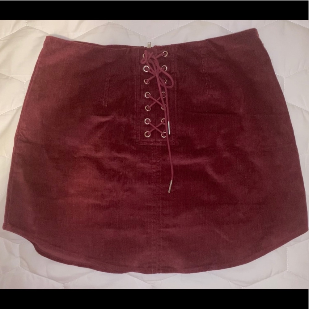 burgundy skirt